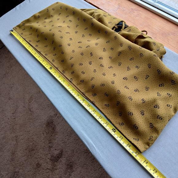 UO Kimchi Blue Mustard Lace up Dress 4 floral ruffles olive corset style front - Picture 10 of 13